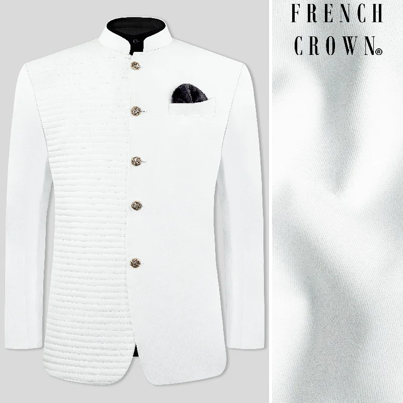 Bright White Wool Rich Bandhgala Blazer