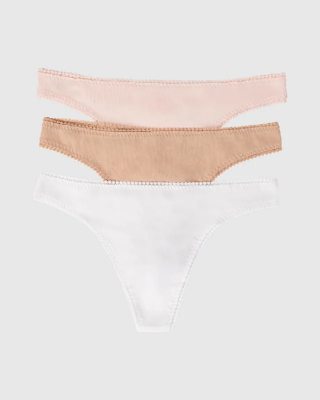 Cabana Cotton Hip G Thong Underwear 3 Pack - Blush White Champagne