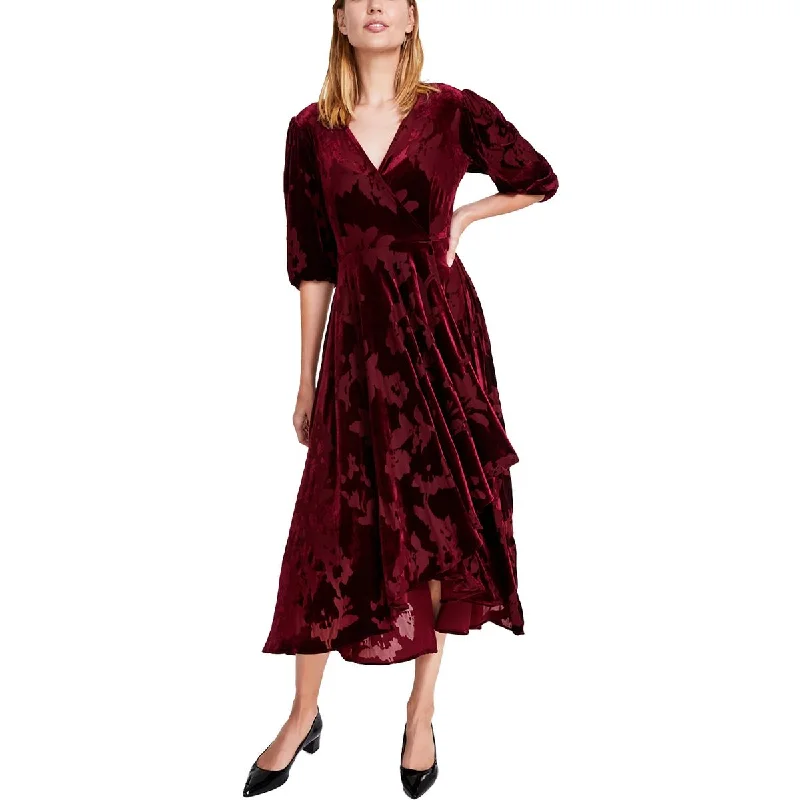 Calvin Klein Womens Velvet Wrap Dress