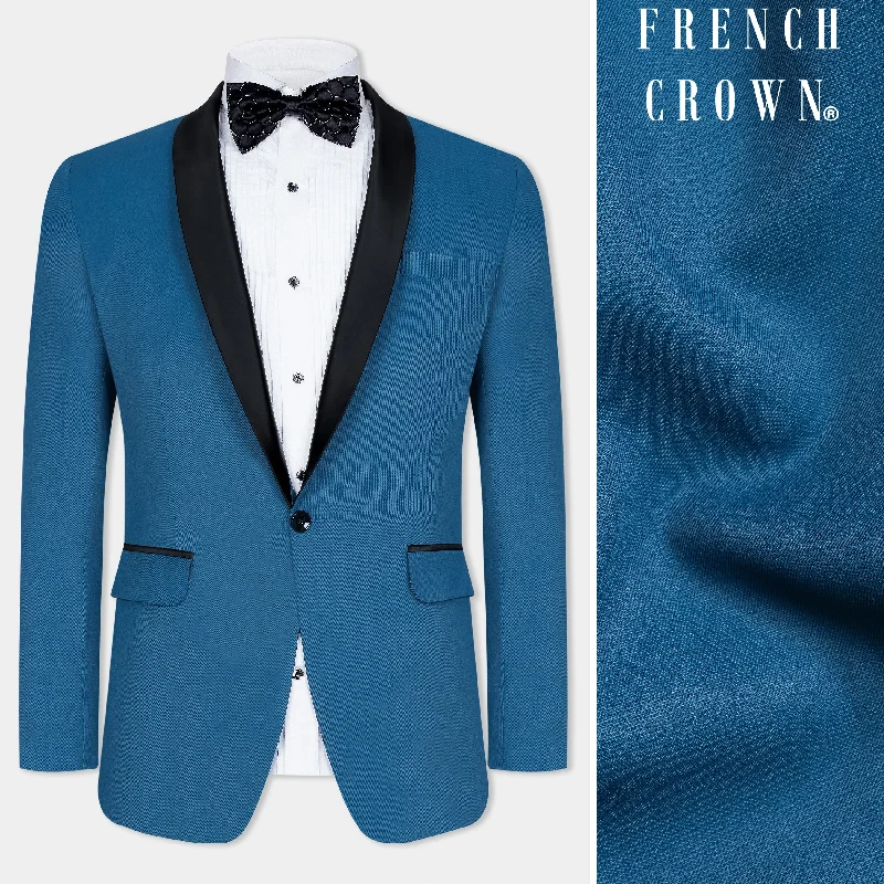 Calypso Blue Wool Rich Tuxedo Blazer