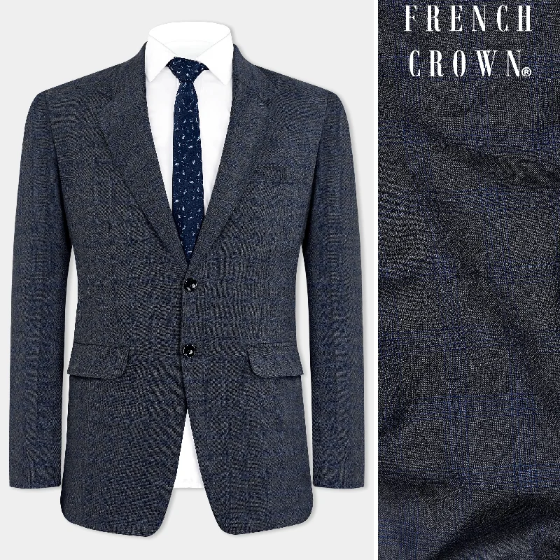 Capecod Gray and Delft Blue Subtle Checkered Wool Rich Blazer