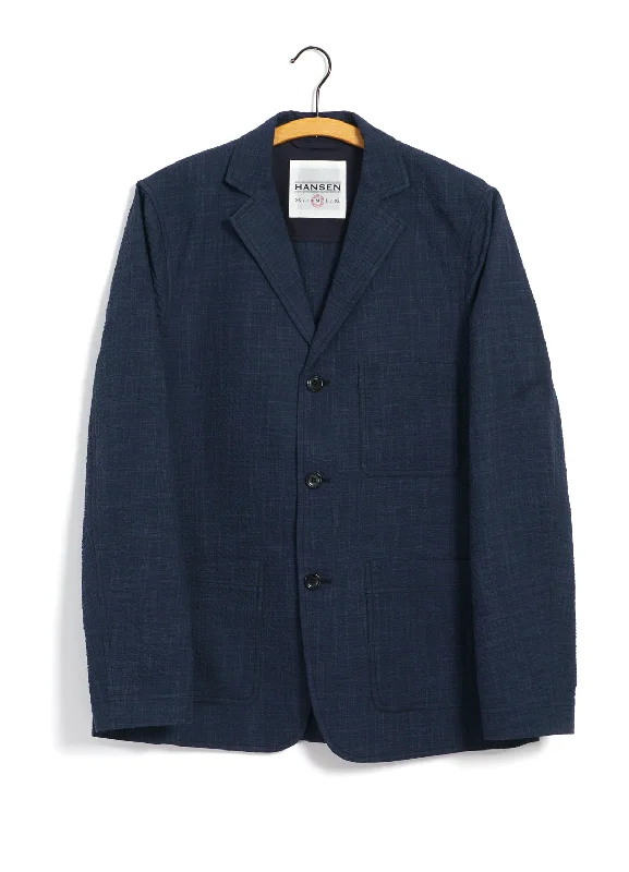 CHARLIE | Easy Three Button Blazer | Crinkle Blue