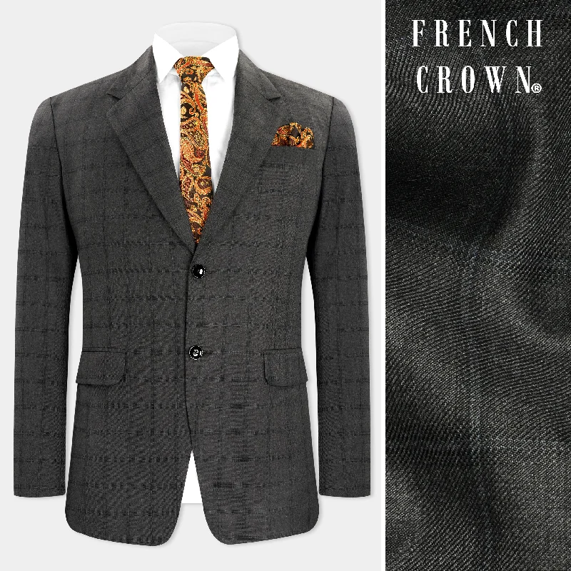 Chicago Gray Checkered Wool Rich Single Breasted Blazer