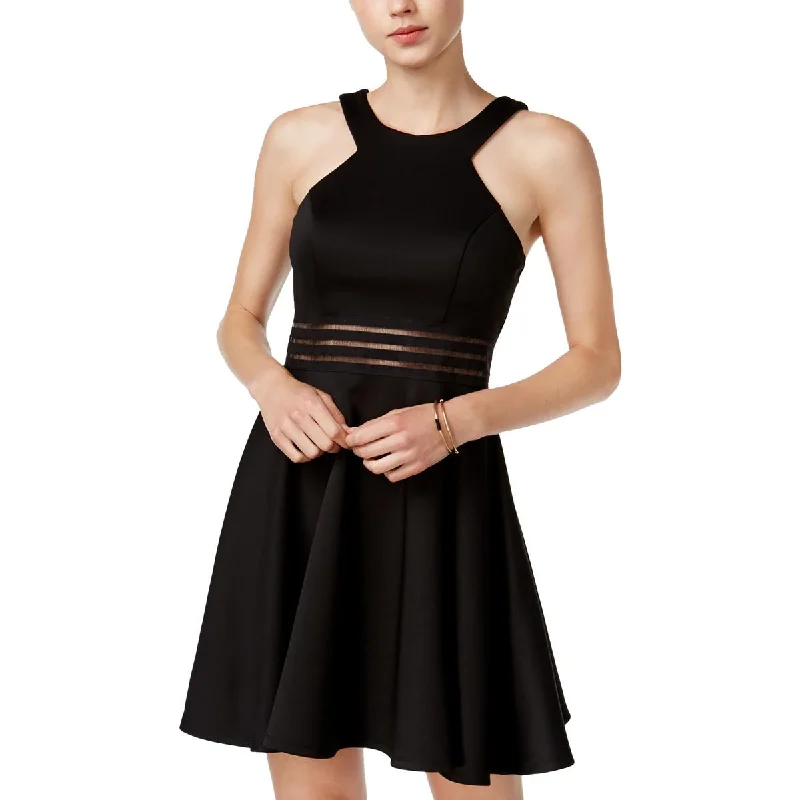 City Studios Womens Juniors Illusion Scuba Fit & Flare Dress