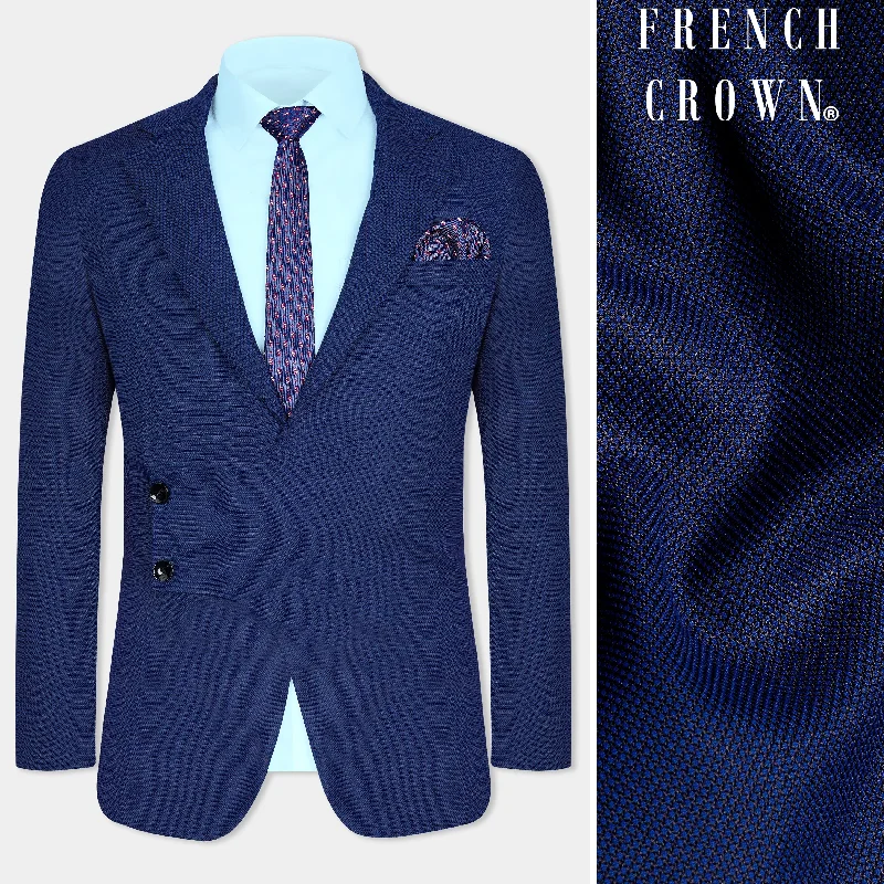 Cloud Burst Blue Wool Rich Designer Blazer