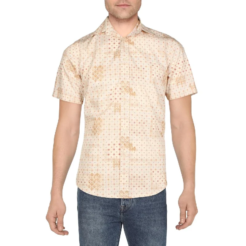 Club Room Mens Brook Cotton Printed Button-Down Shirt