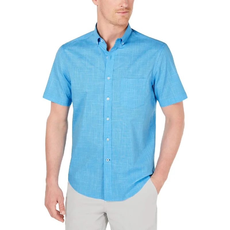 Club Room Mens Micro Check Stretch Button-Down Shirt