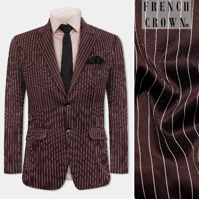 Cork Brown and White Striped Wool Rich Blazer