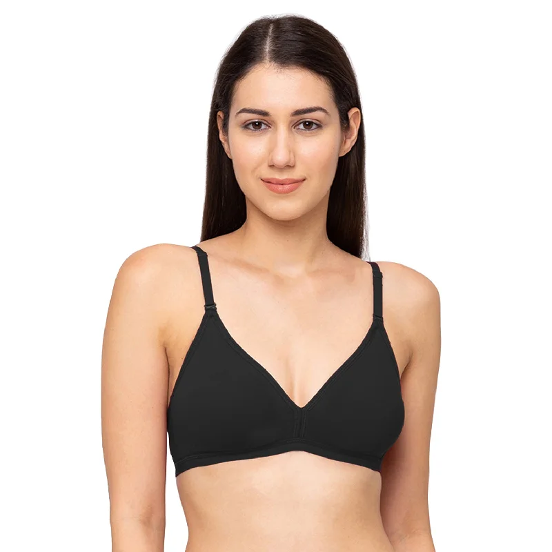 1029-Cotton Basics Plain Non Padded Non Wired Bra Black