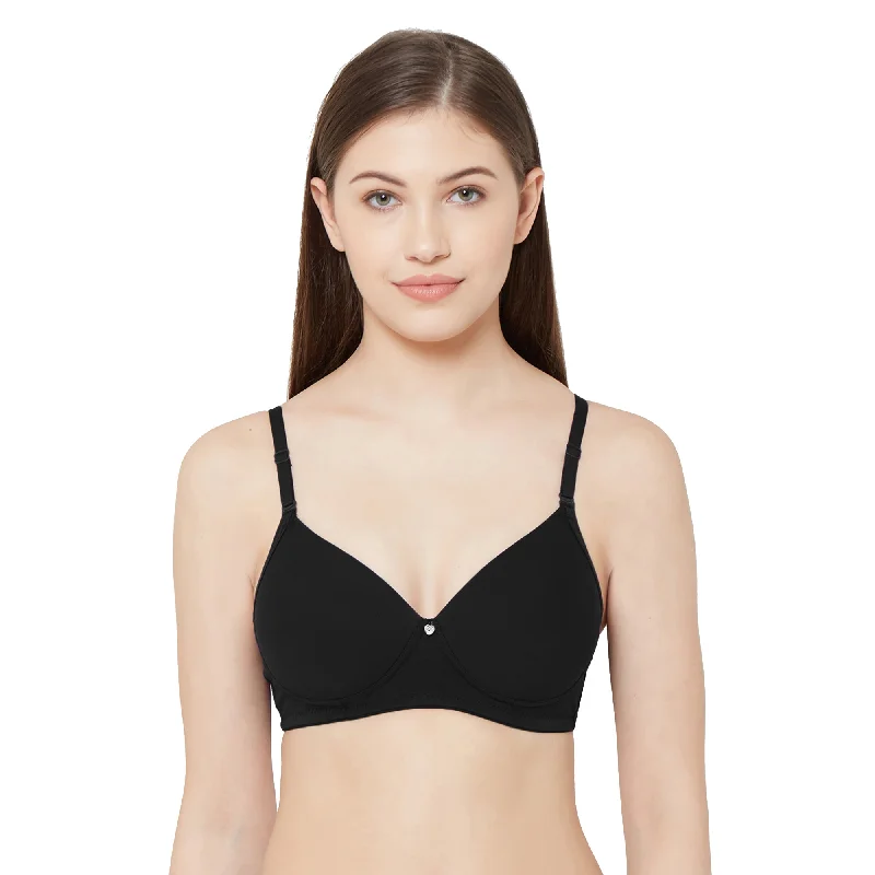 1059-Cotton Basics Plain Padded Bra Black