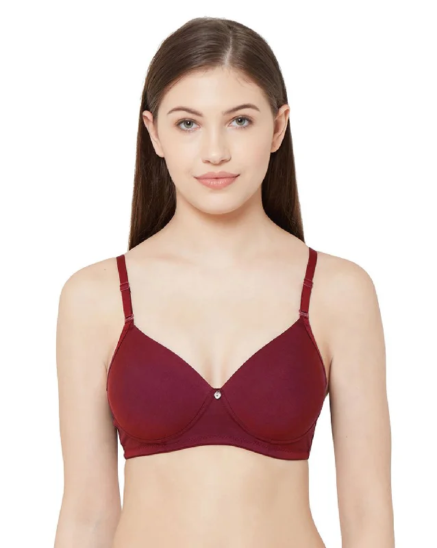 1059-Cotton Basics Plain Padded Bra Maroon