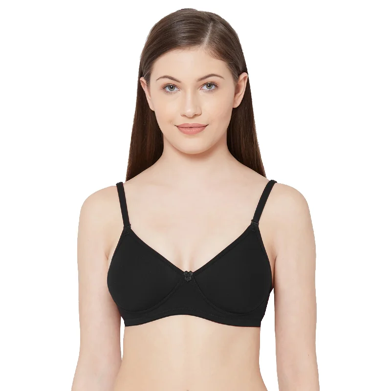 1030-Cotton Basics Plain Soft Padded T-shirt Bra Black