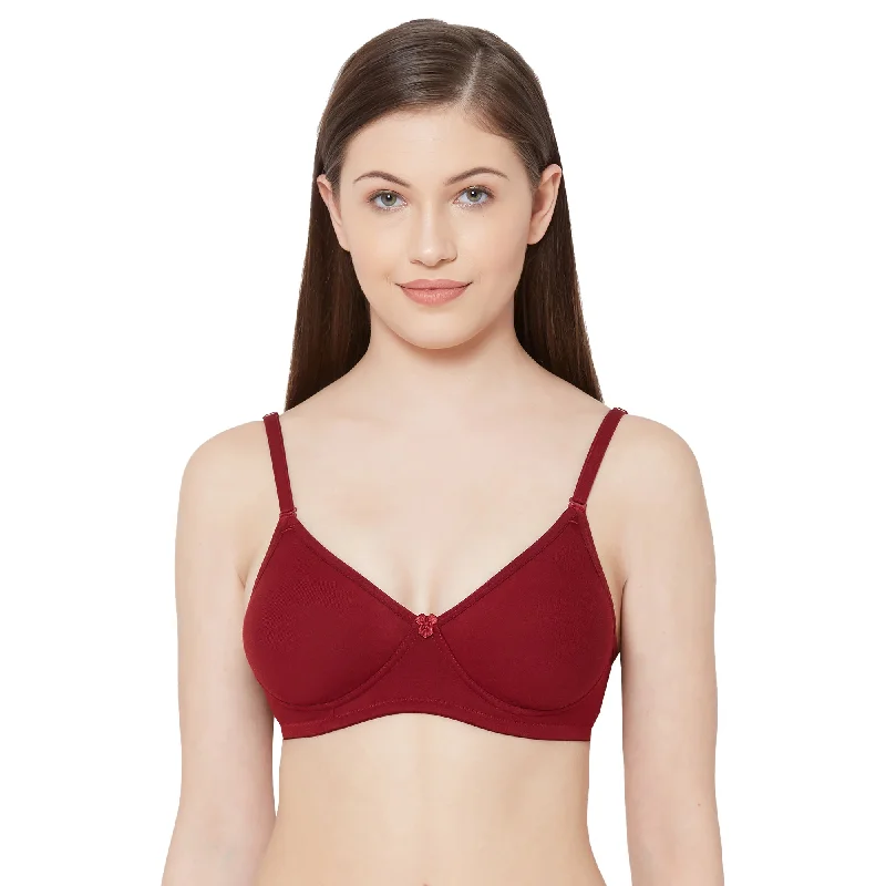 1030-Cotton Basics Plain Soft Padded T-Shirt Bra Maroon