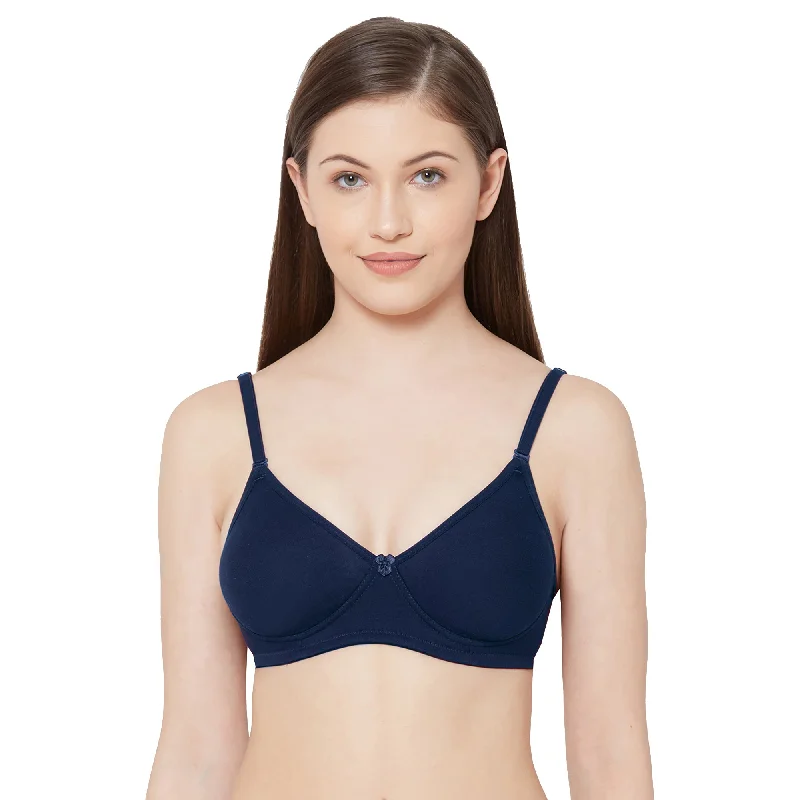 1030-Cotton Basics Plain Soft Padded T-Shirt Bra Navy Blue