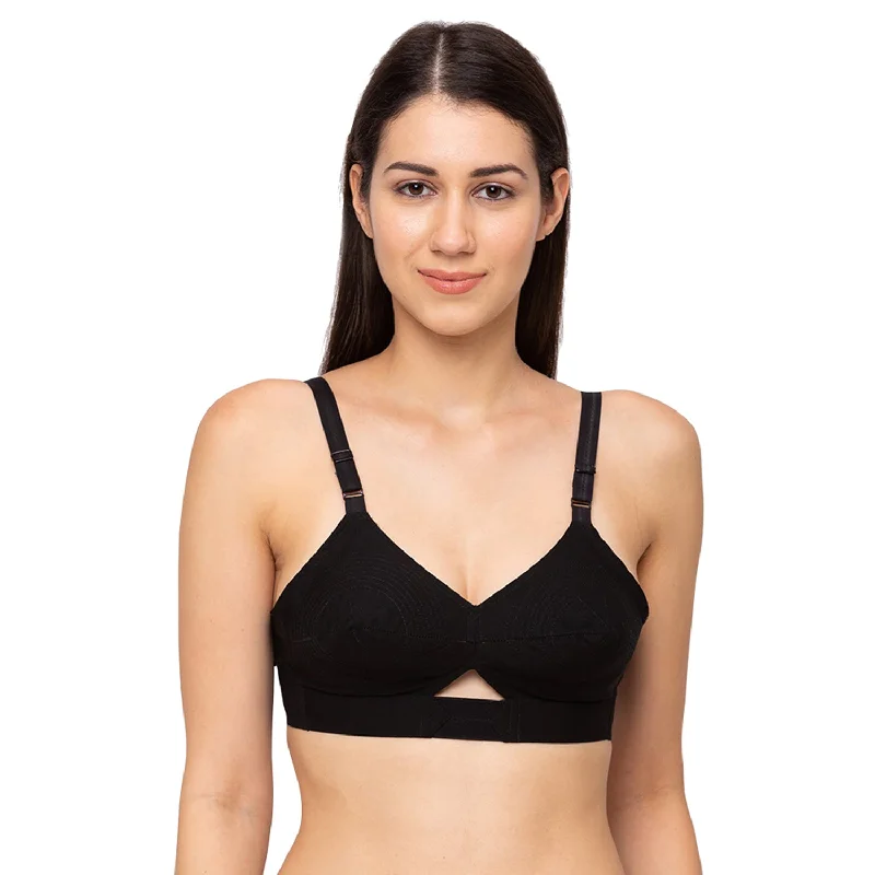 Austin-Cotton Plain Bra Black