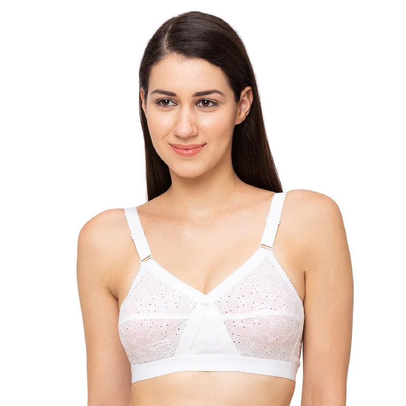 Karina-Cotton Plain Bra  White