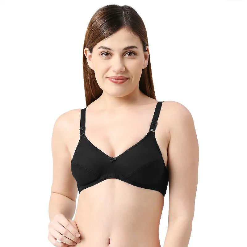 Sansar-Cotton Plain Bra  Black