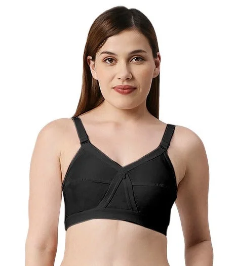 Stefi-Cotton Plain Bra  Black