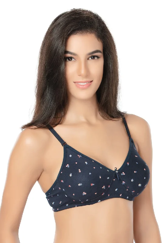 1030-11 -Cotton Printed Bra-Navy Blue