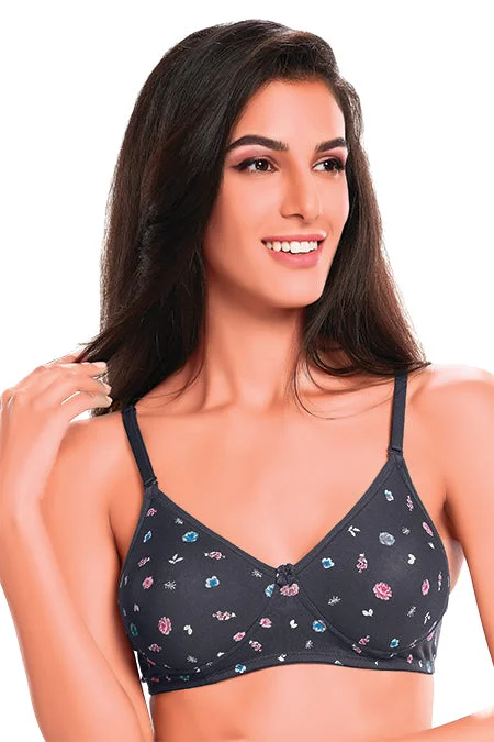 1030-16 -Cotton Printed Bra-Dark Grey