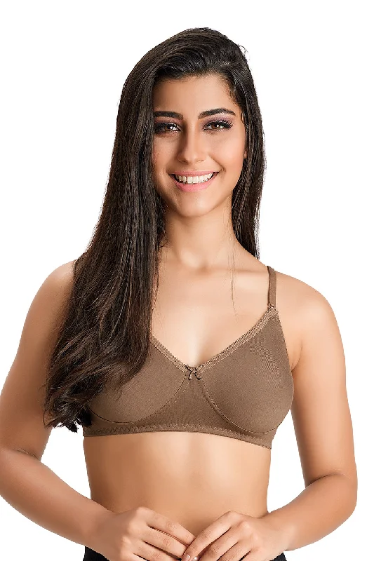 Saaga-Plain Mold T-shirt Bra  Coffee Brown