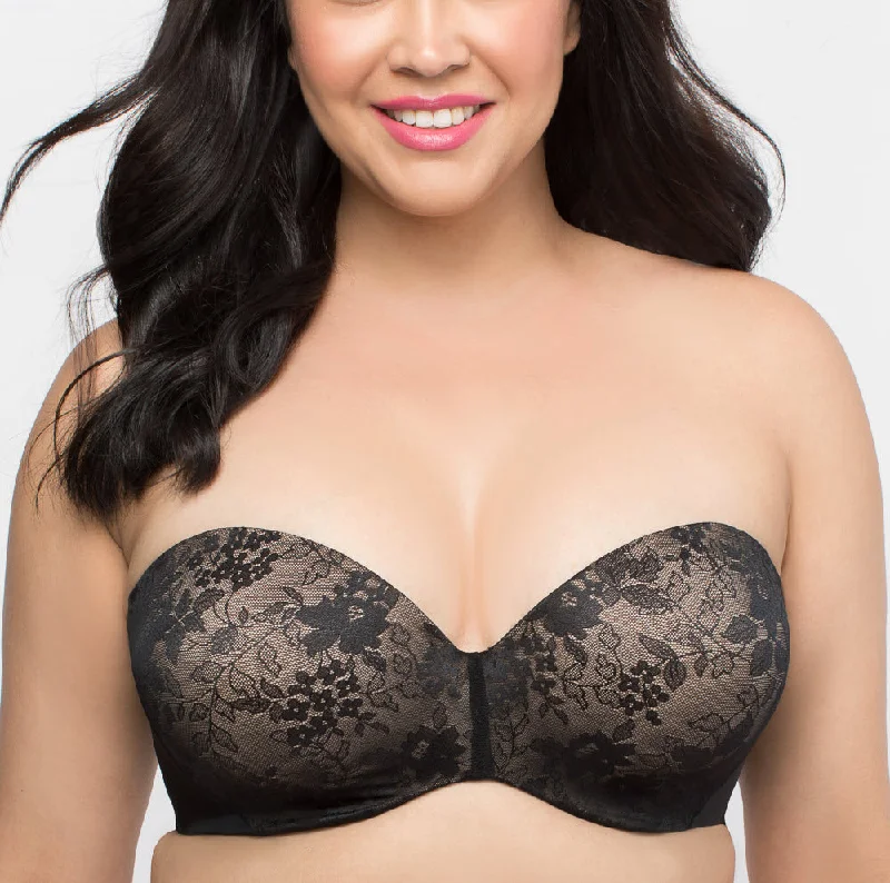 Curvy Couture Sensation Black Strapless Bra 1211