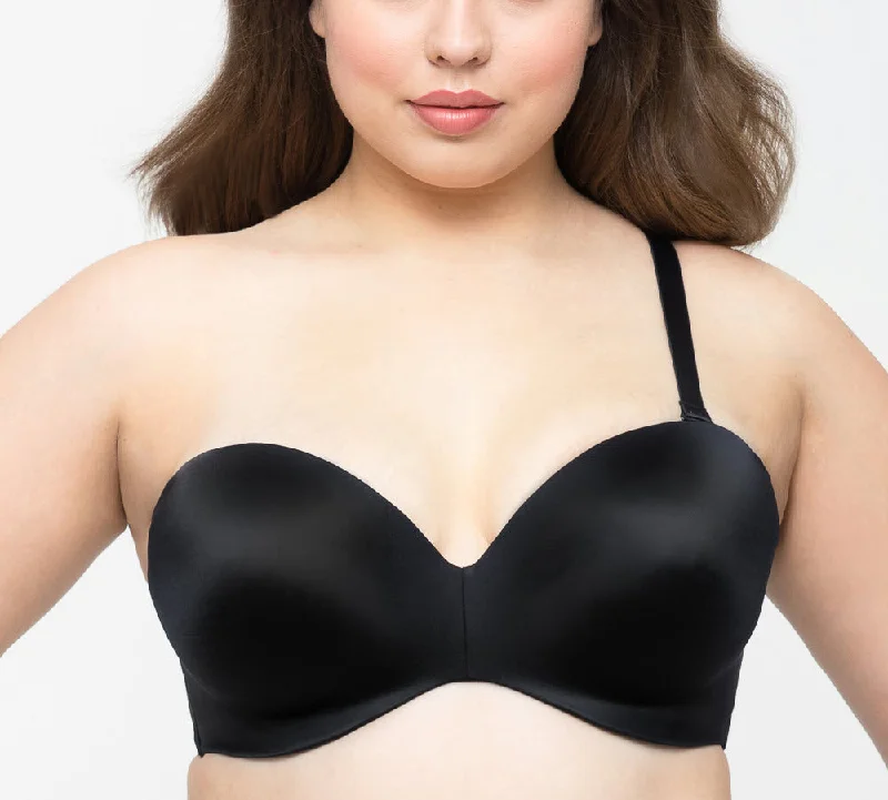 Curvy Couture Smooth Multi Way Black Strapless Bra 1290