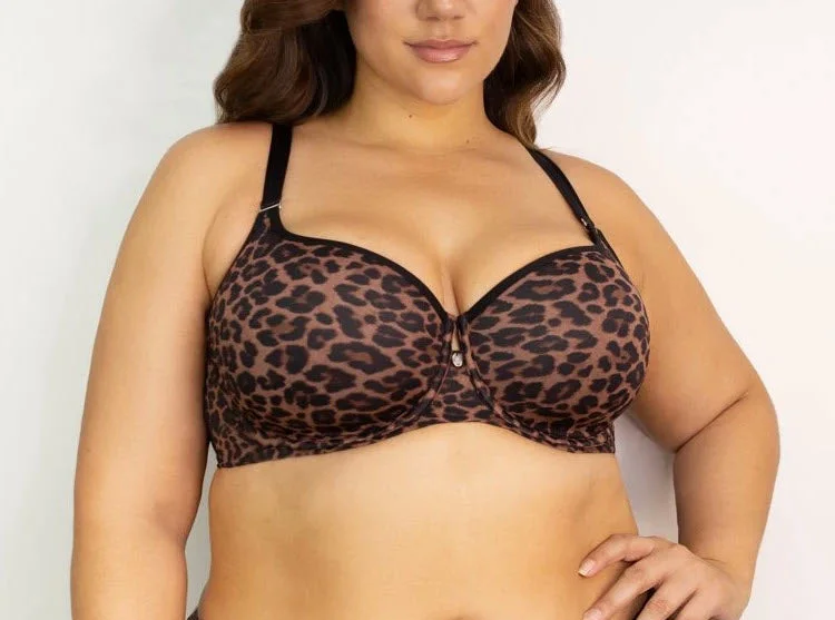 Curvy Couture Tulip Smooth Leopard Print T Shirt Bra 1274