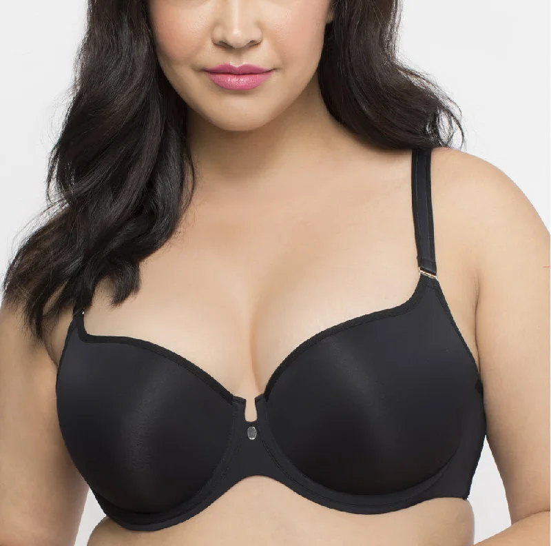 Curvy Couture Tulip Smooth Black T Shirt Bra 1274