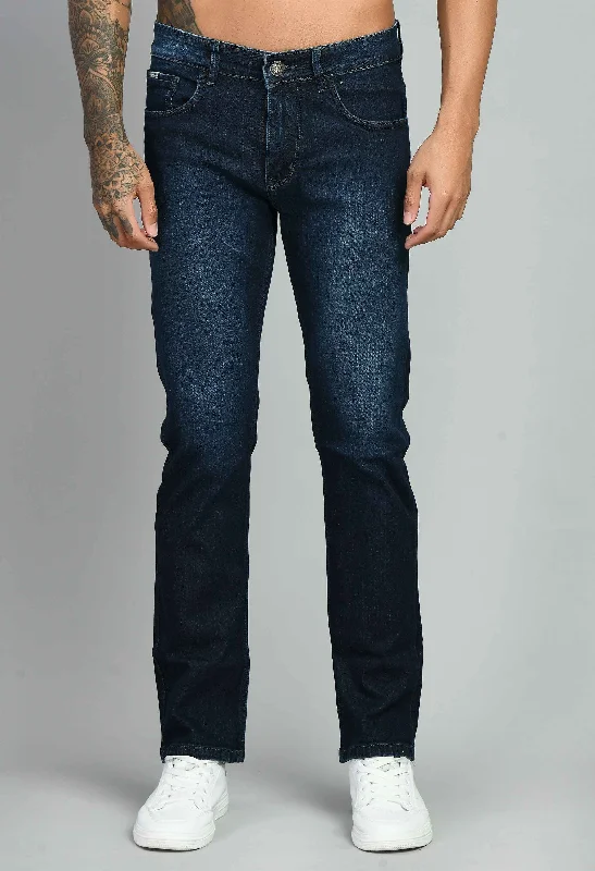 Dark Blue Lycra Straight Fit Jeans