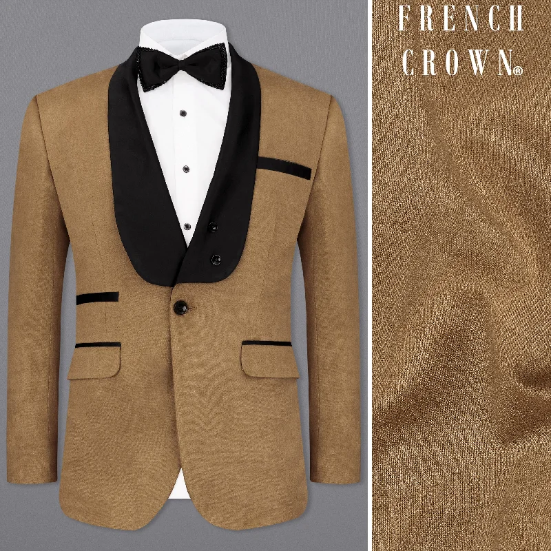 Dark Taupe Brown Velvet Designer Tuxedo Blazer