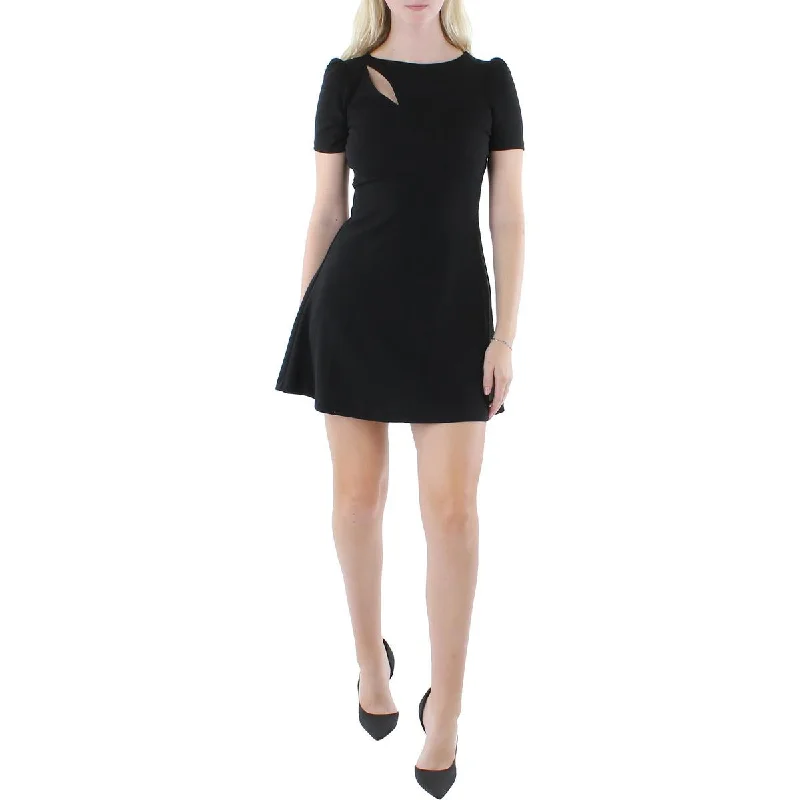 DKNY Womens Petites Cut-Out Knee Fit & Flare Dress