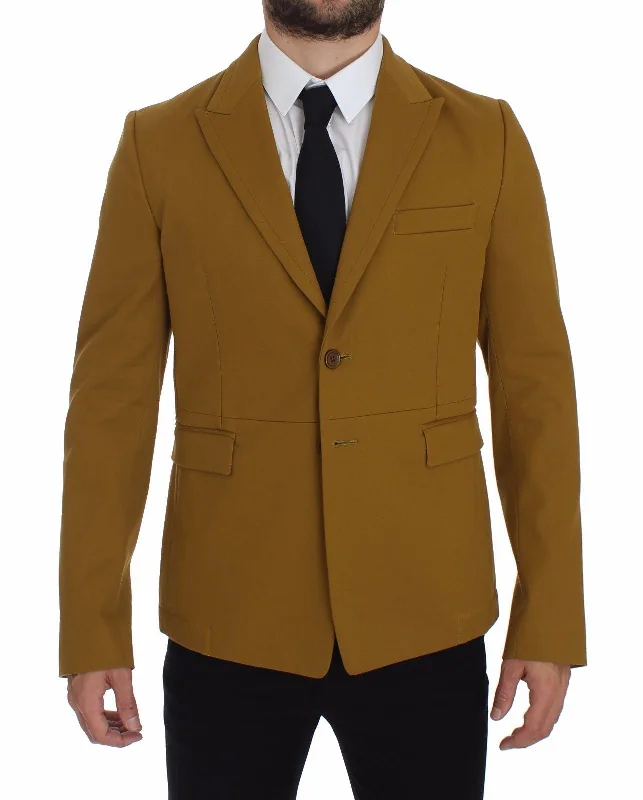 Dolce & Gabbana Elegant Yellow Cotton Blend Casual Blazer