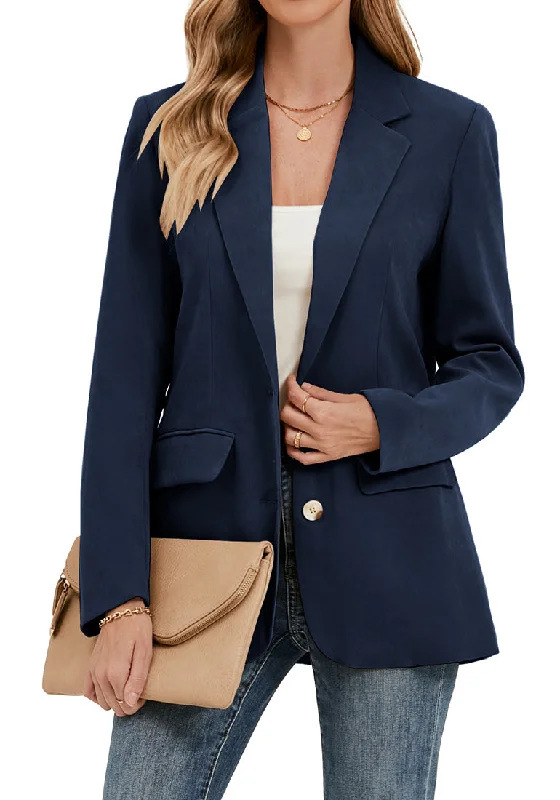 Dress Blues Women's Classic Twill Loose Fit Business Casual Blazer