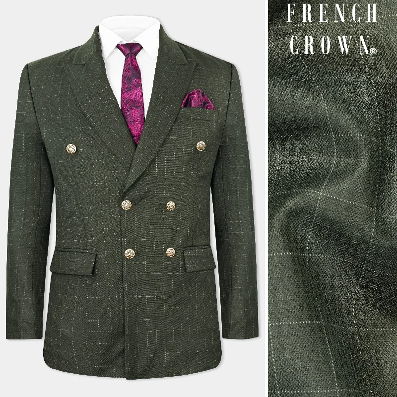 Dune Dark Green Subtle Checkered Double Breasted Blazer