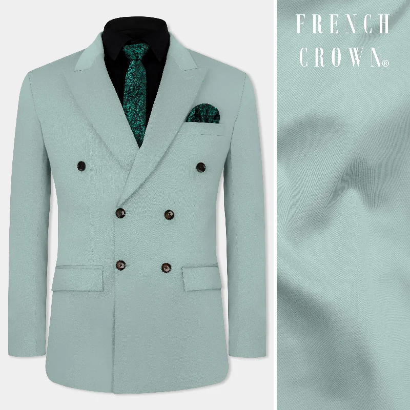 Edward Blue Double Breasted Premium Cotton Stretchable Traveler Blazer