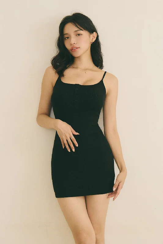 Elegant Rib Knit Mini Bra Dress (附兩種胸墊)