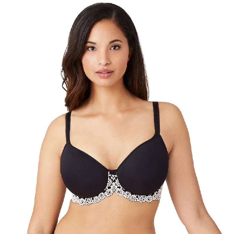 Embrace Lace Contour Padded Wired 3/4th Cup Everyday Wear Medium coverage T-Shirt Bra - Black