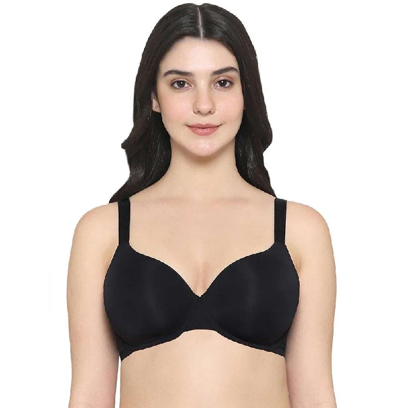 Everyday Elegance Padded Wired Full Cup Everyday Wear Smooth Finish T-Shirt Bra - Black