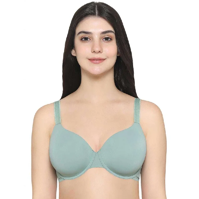 Everyday Elegance Padded Wired Full Cup Everyday Wear Smooth Finish T-Shirt Bra - Green