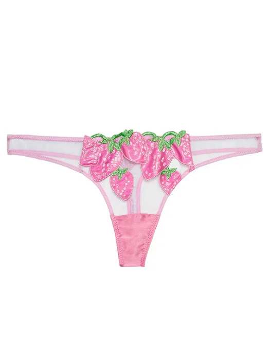 Fleur du Mal Strawberry Embroidery Thong