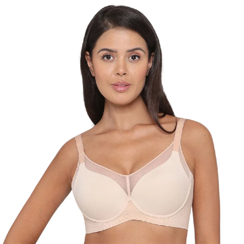 Franca Padded Non-wired Full Cup Everyday Wear Full coverage T-Shirt Bra - Beige