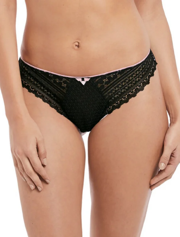 Freya Daisy Lace Brazilian Briefs, Noir | Black Thong Briefs | Freya Thong