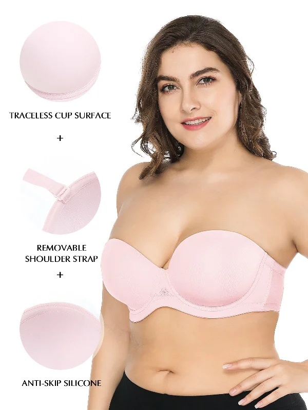 Full Figure Strapless Underwire Multiway Contour Bra Cup Pink