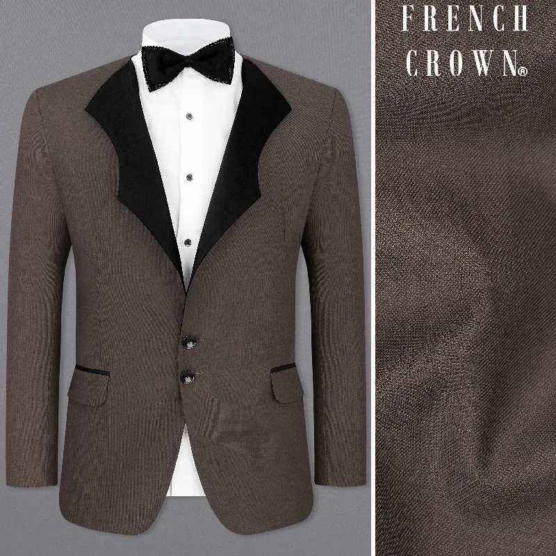 Fuscous Brown Single Breasted Designer Blazer