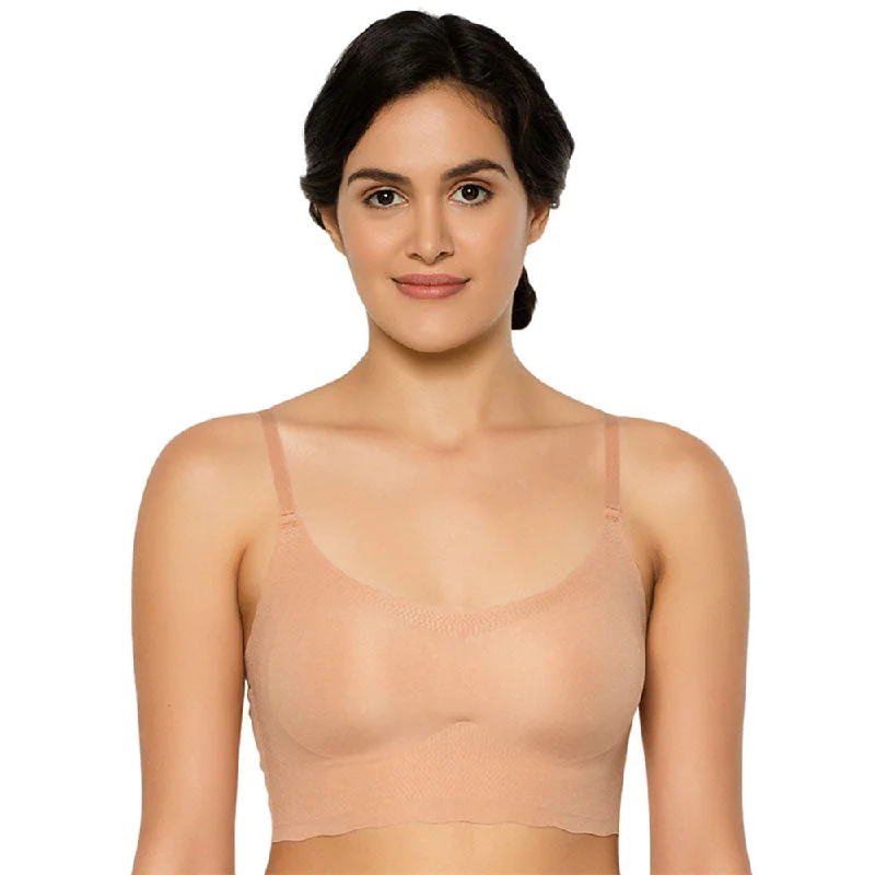 Gococi Padded Non-Wired Full Coverage Seamless T-Shirt Bra - Beige