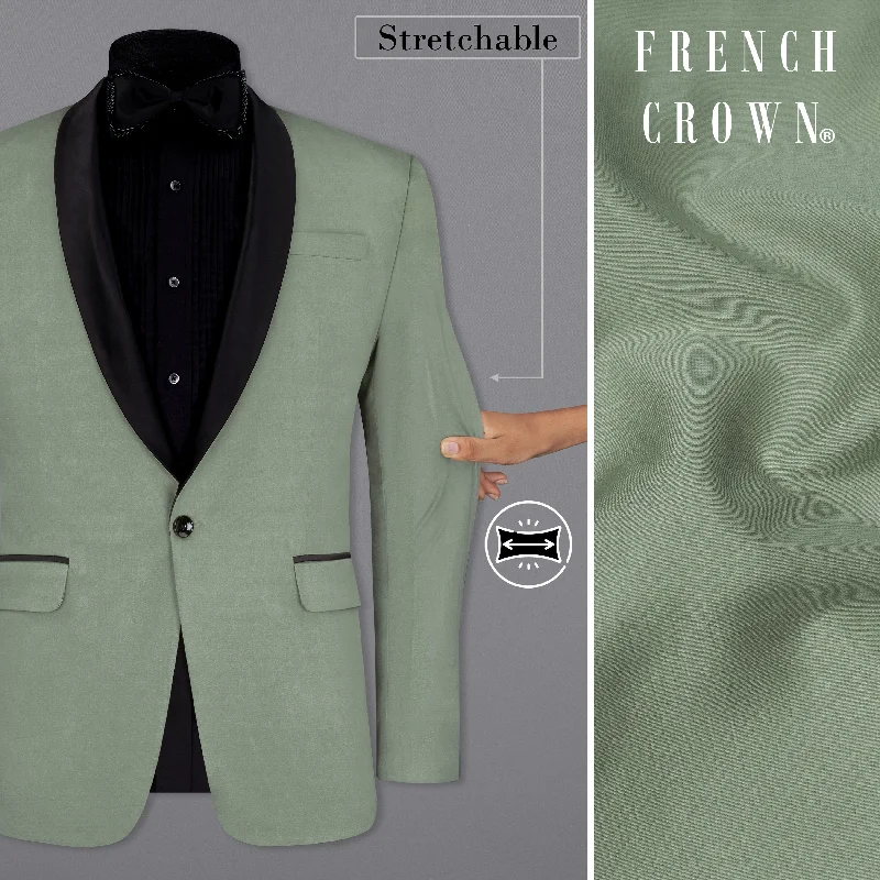 Granite Green Tuxedo With Black Lapel Premium Cotton Stretchable traveler Blazer