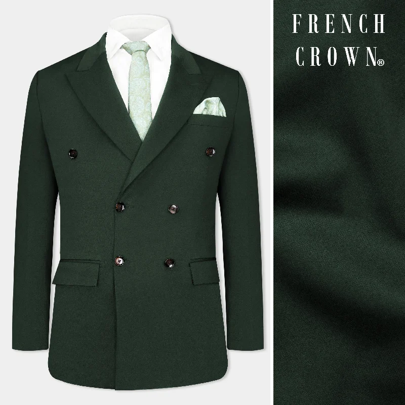 Heavy Metal Green Double Breasted Premium Cotton Stretchable Traveler Blazer