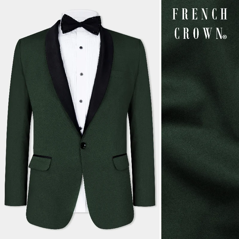 Heavy Metal Green Premium Cotton Tuxedo Stretchable Traveler Blazer