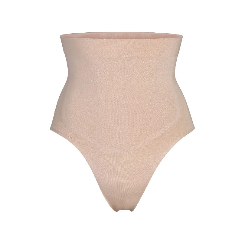 HIGH WAISTED BONDED THONG | CLAY